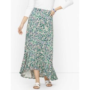 Talbots Ditsy Floral High Low Flounce Pull On Stretch Skirt Women's Size 3X